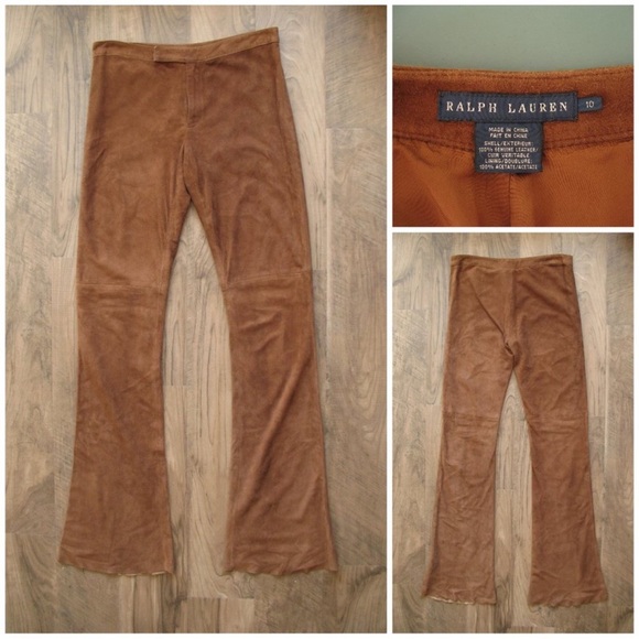 Ralph Lauren stunning suede flare bottom pants - Picture 3 of 8